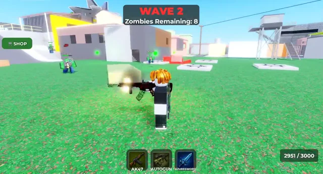 Gameplay from Roblox Wave Survival Game